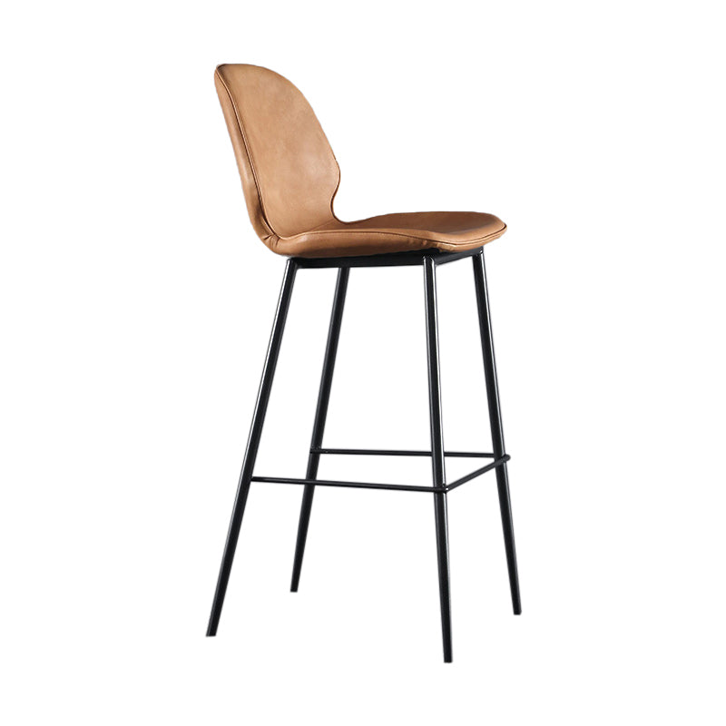 Scandinavian Matte Finish Leather Bar Stool Low Back Home Stool