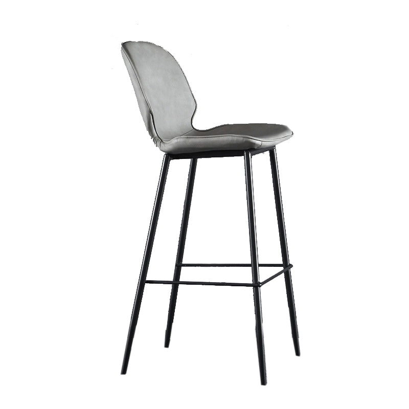 Scandinavian Matte Finish Leather Bar Stool Low Back Home Stool