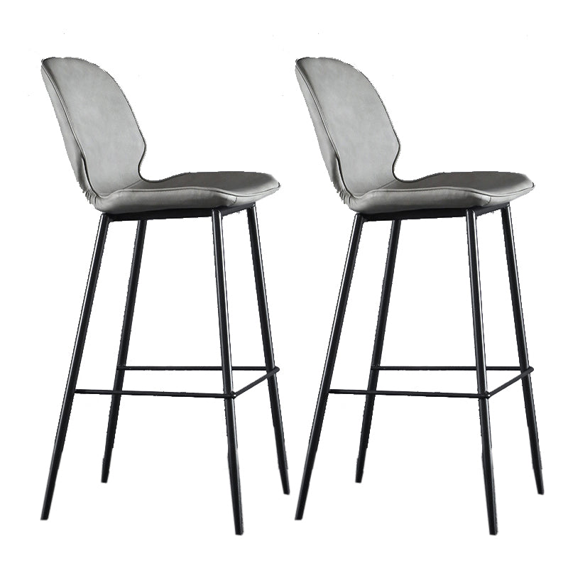 Scandinavian Matte Finish Leather Bar Stool Low Back Home Stool