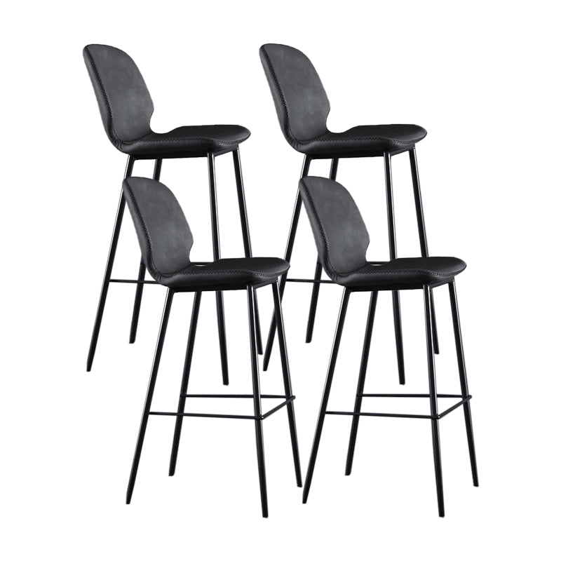 Scandinavian Matte Finish Leather Bar Stool Low Back Home Stool