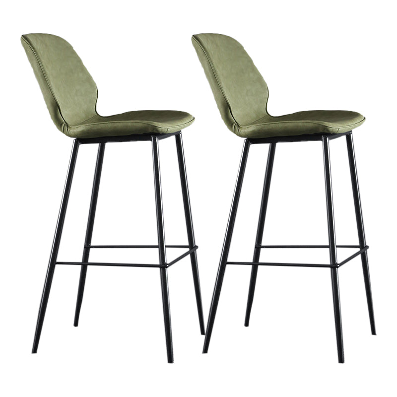 Scandinavian Matte Finish Leather Bar Stool Low Back Home Stool