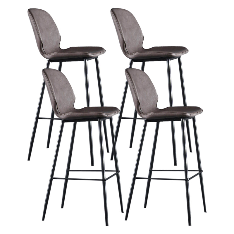 Scandinavian Matte Finish Leather Bar Stool Low Back Home Stool