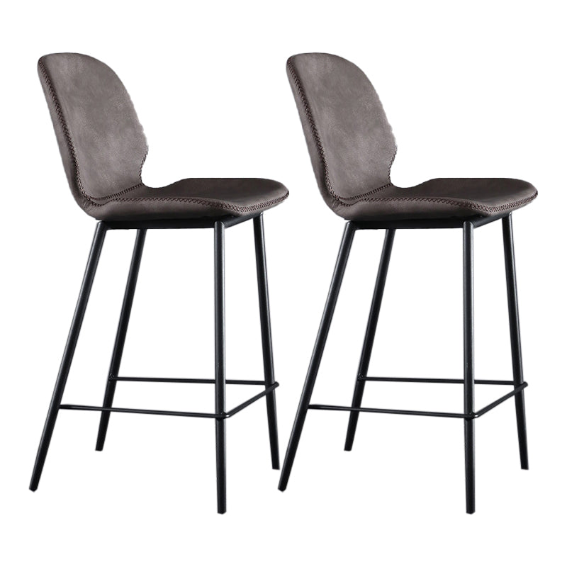 Scandinavian Matte Finish Leather Bar Stool Low Back Home Stool