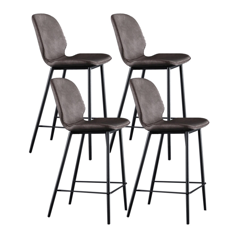 Scandinavian Matte Finish Leather Bar Stool Low Back Home Stool