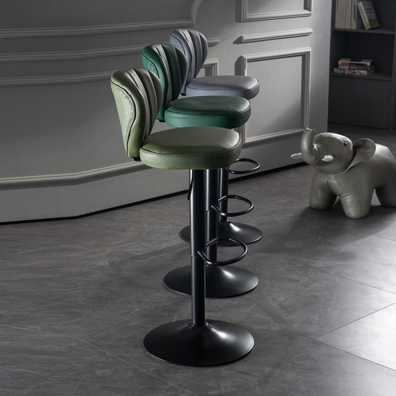 Modern Adjustable Height Swivel Barstool Restaurant Leather Stool