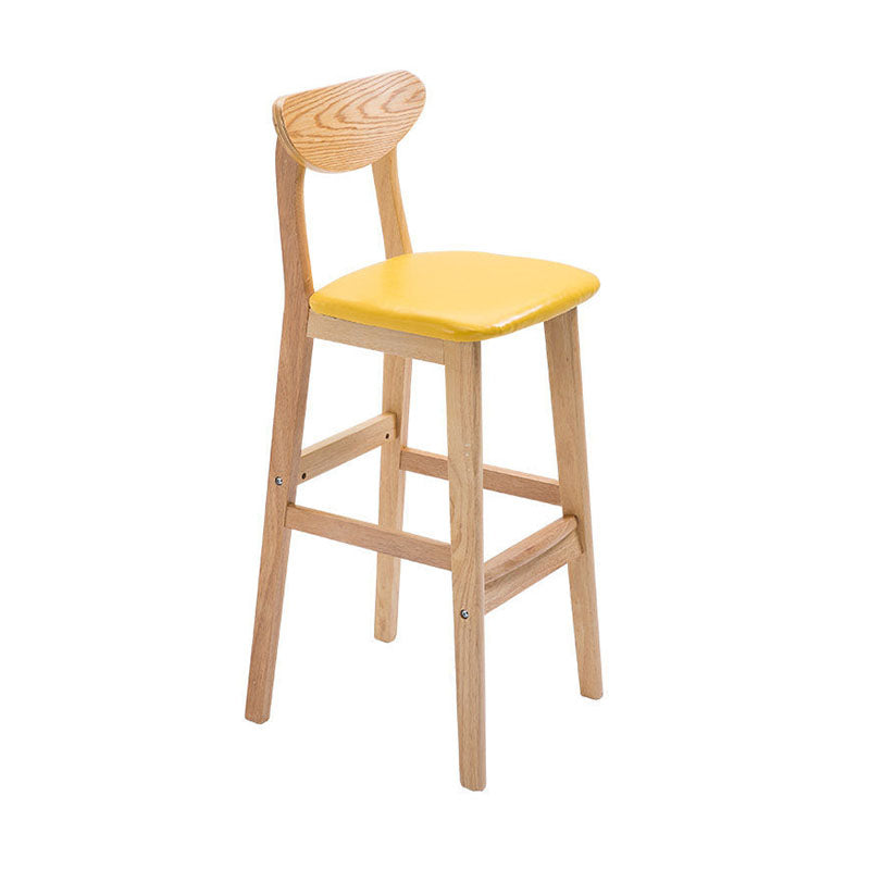 Scandinavian Milk Tea Shop Footrest Stool Matte Finish Solid Wood Bar Stool