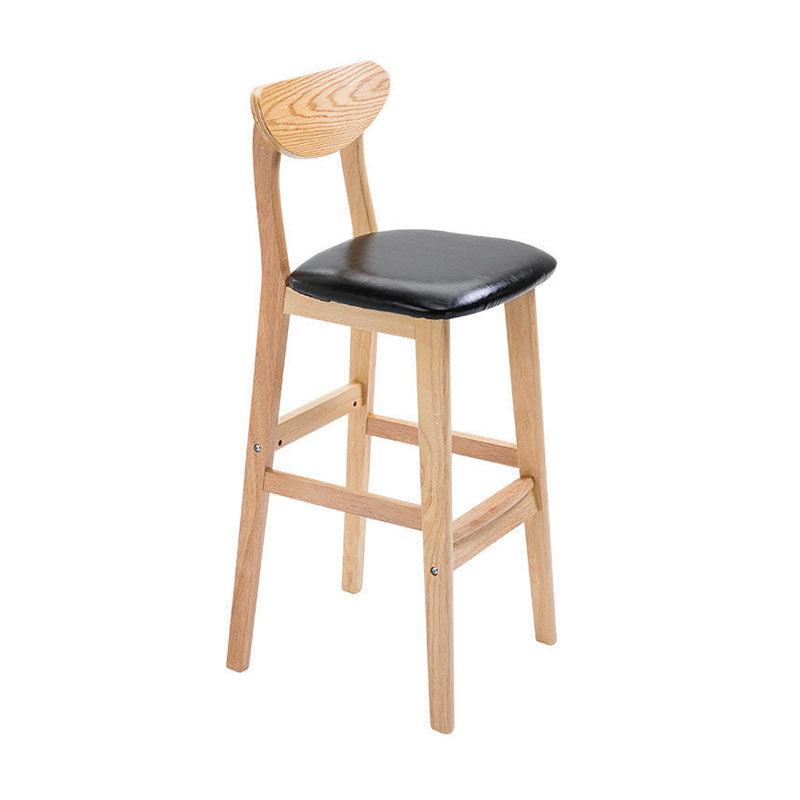 Scandinavian Milk Tea Shop Footrest Stool Matte Finish Solid Wood Bar Stool