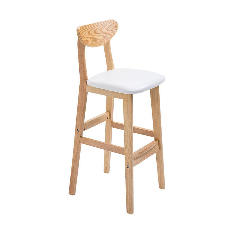 Scandinavian Milk Tea Shop Footrest Stool Matte Finish Solid Wood Bar Stool
