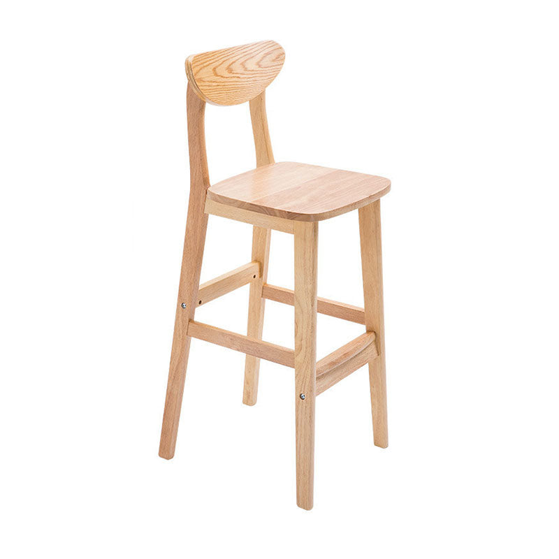 Scandinavian Milk Tea Shop Footrest Stool Matte Finish Solid Wood Bar Stool