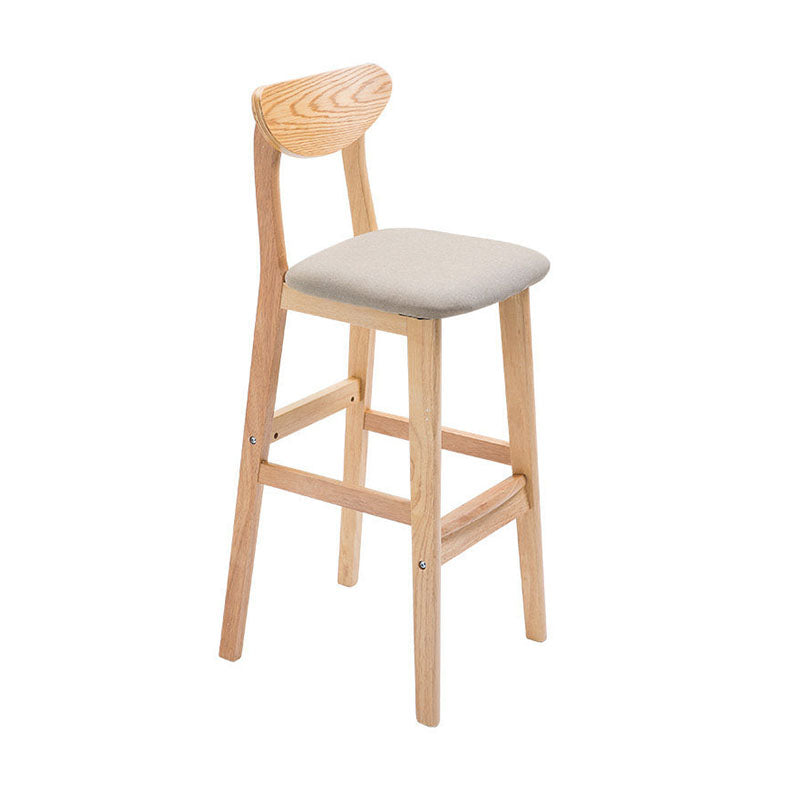 Scandinavian Milk Tea Shop Footrest Stool Matte Finish Solid Wood Bar Stool