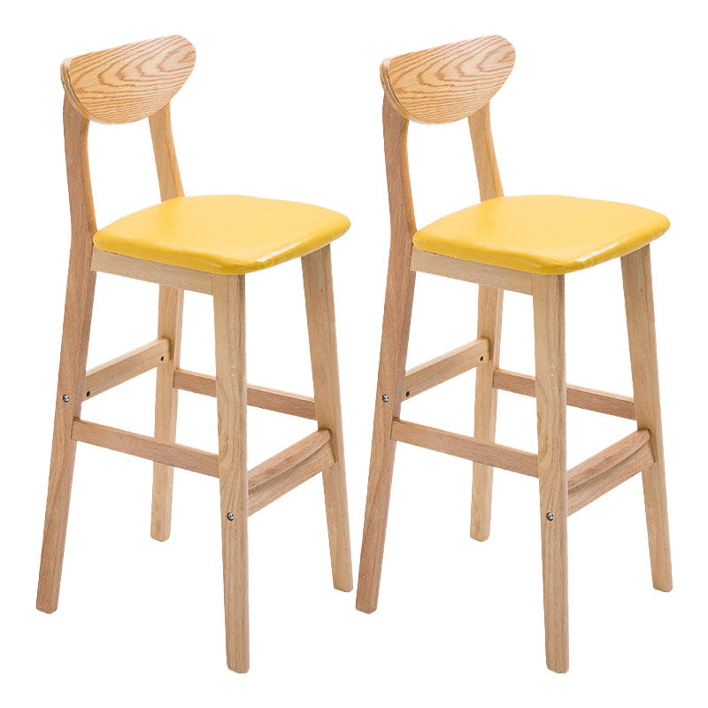 Scandinavian Milk Tea Shop Footrest Stool Matte Finish Solid Wood Bar Stool