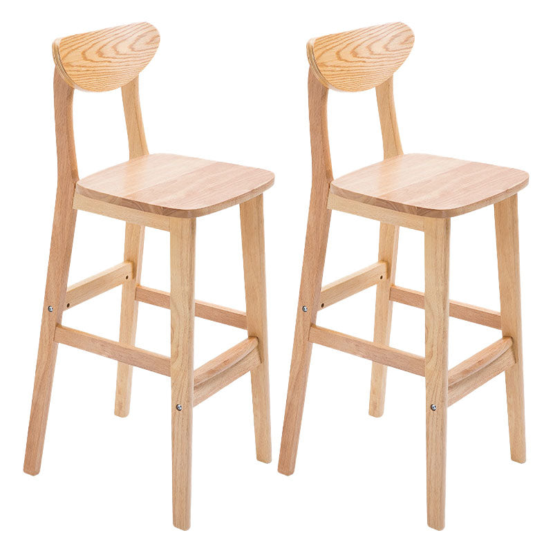 Scandinavian Milk Tea Shop Footrest Stool Matte Finish Solid Wood Bar Stool