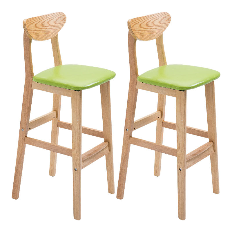 Scandinavian Milk Tea Shop Footrest Stool Matte Finish Solid Wood Bar Stool