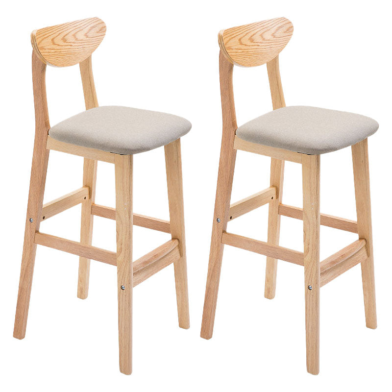 Scandinavian Milk Tea Shop Footrest Stool Matte Finish Solid Wood Bar Stool