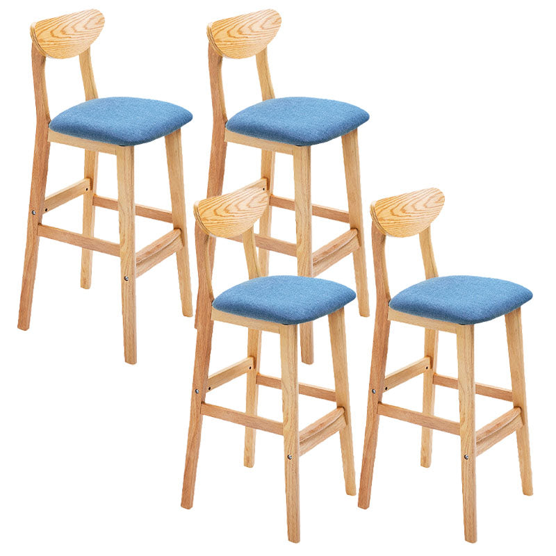 Scandinavian Milk Tea Shop Footrest Stool Matte Finish Solid Wood Bar Stool