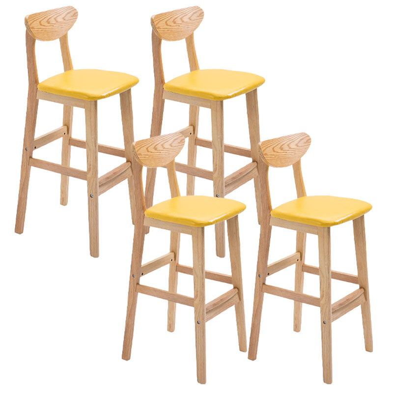 Scandinavian Milk Tea Shop Footrest Stool Matte Finish Solid Wood Bar Stool