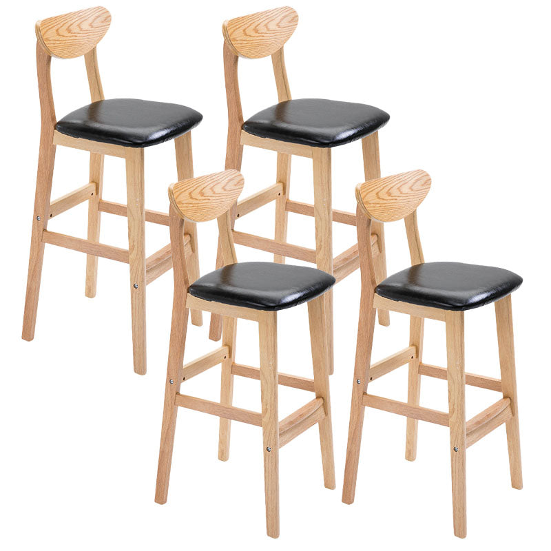 Scandinavian Milk Tea Shop Footrest Stool Matte Finish Solid Wood Bar Stool