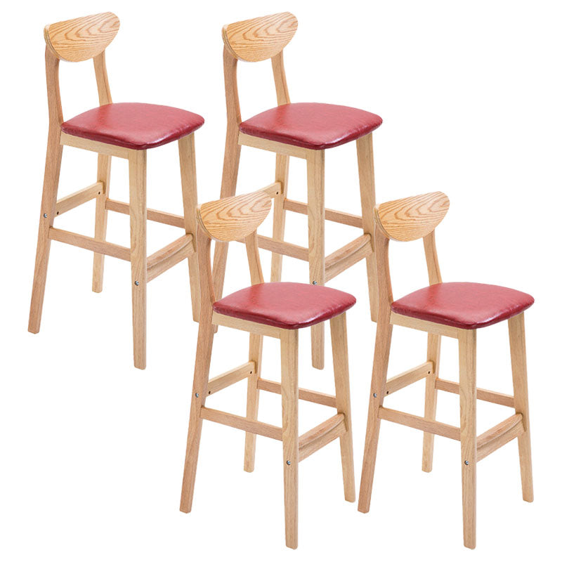 Scandinavian Milk Tea Shop Footrest Stool Matte Finish Solid Wood Bar Stool