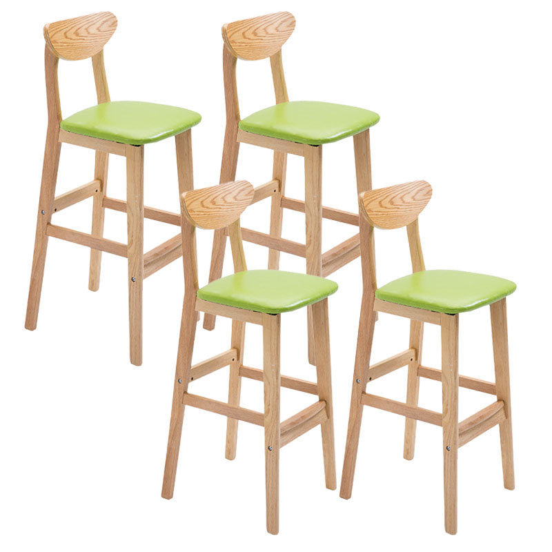 Scandinavian Milk Tea Shop Footrest Stool Matte Finish Solid Wood Bar Stool