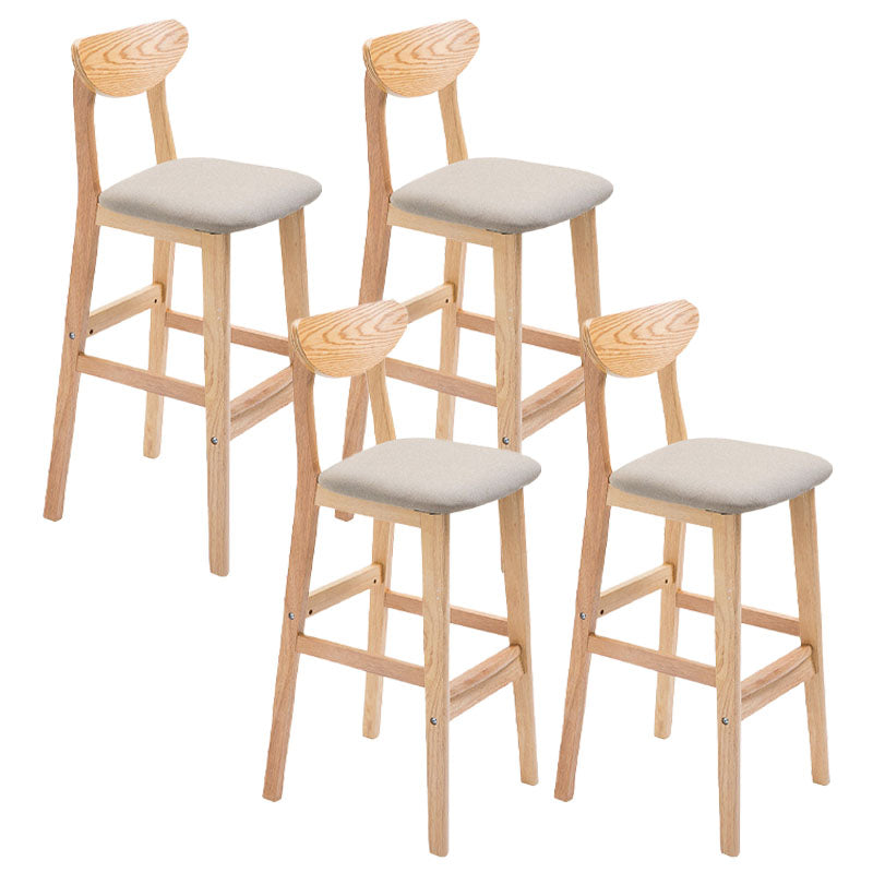 Scandinavian Milk Tea Shop Footrest Stool Matte Finish Solid Wood Bar Stool