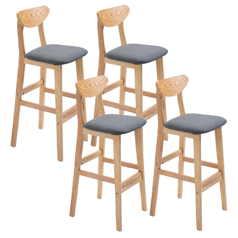 Scandinavian Milk Tea Shop Footrest Stool Matte Finish Solid Wood Bar Stool