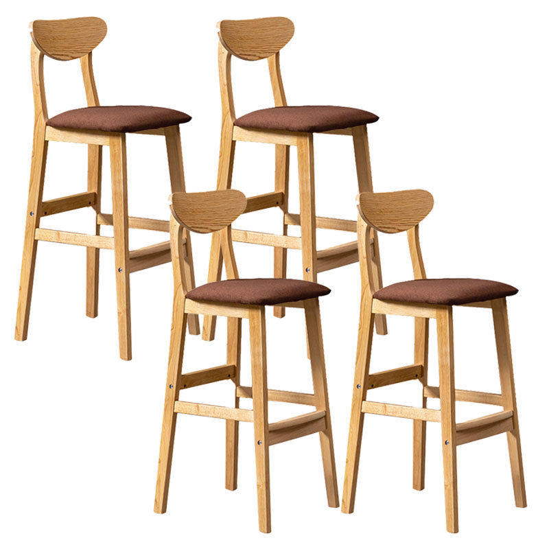 Scandinavian Milk Tea Shop Footrest Stool Matte Finish Solid Wood Bar Stool