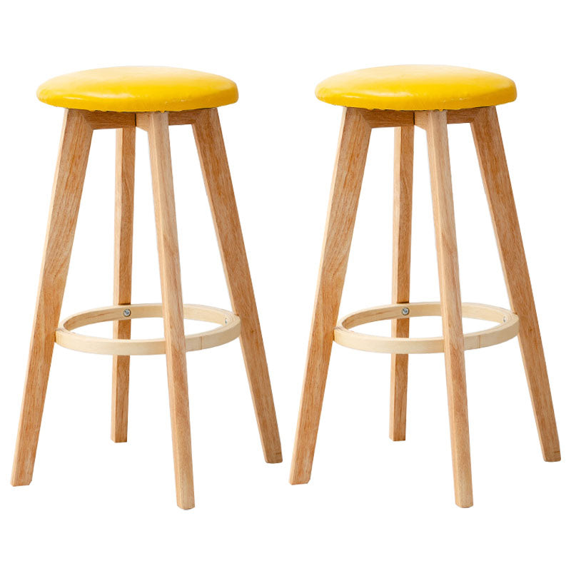 Scandinavian Matte Finish Solid Wood Bar Stool Restaurant Footrest Stool