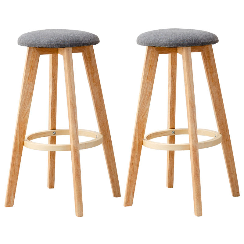 Scandinavian Matte Finish Solid Wood Bar Stool Restaurant Footrest Stool