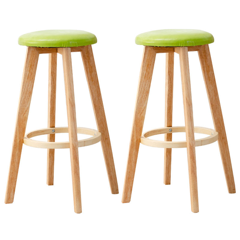 Scandinavian Matte Finish Solid Wood Bar Stool Restaurant Footrest Stool