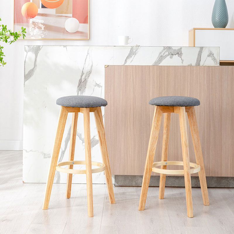 Scandinavian Matte Finish Solid Wood Bar Stool Restaurant Footrest Stool