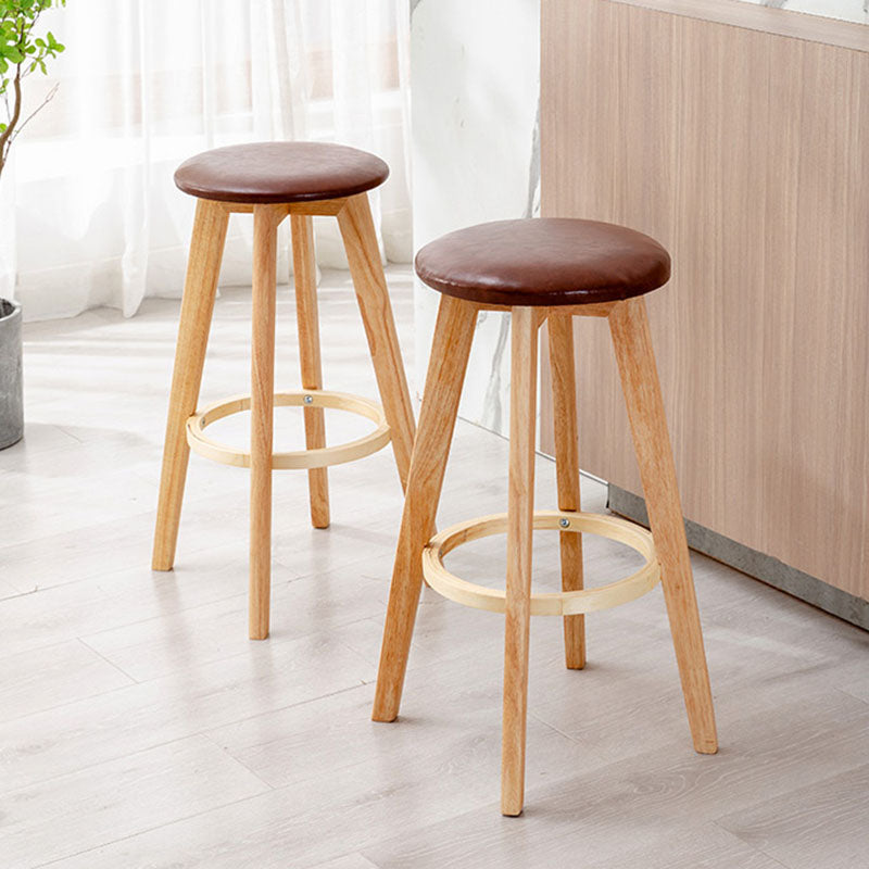 Scandinavian Matte Finish Solid Wood Bar Stool Restaurant Footrest Stool