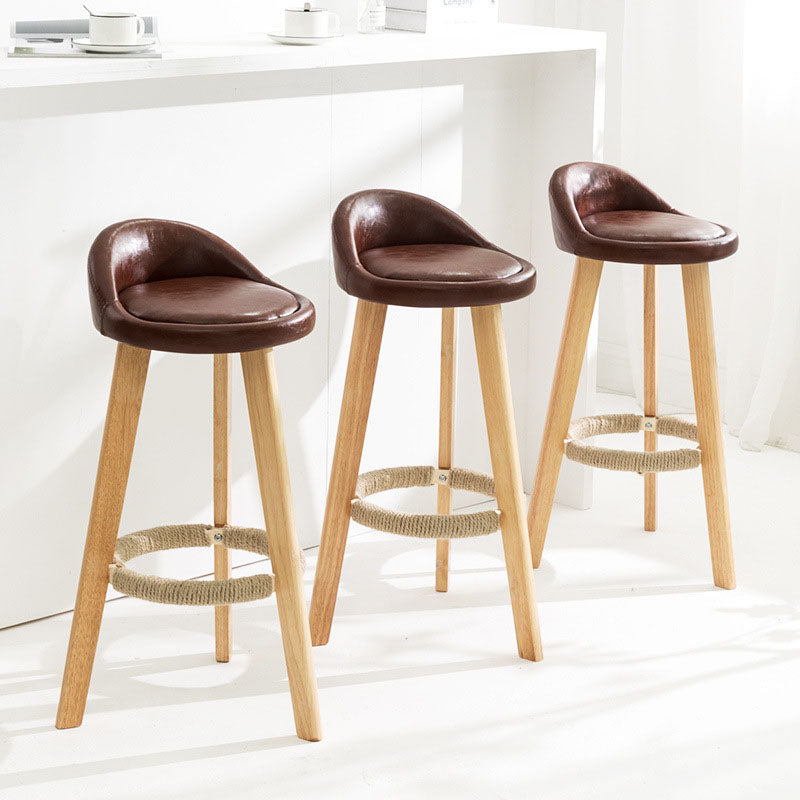 Scandinavian Restaurant Footrest Stool Matte Finish Upholstered Bar Stools