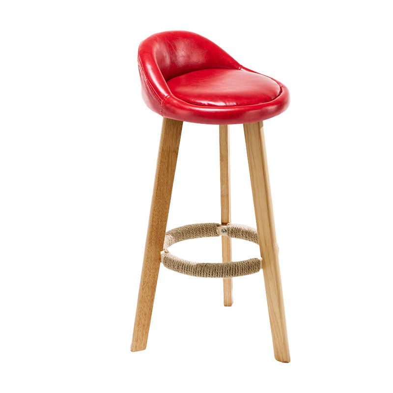 Scandinavian Restaurant Footrest Stool Matte Finish Upholstered Bar Stools