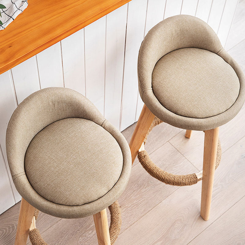 Scandinavian Restaurant Footrest Stool Matte Finish Upholstered Bar Stools