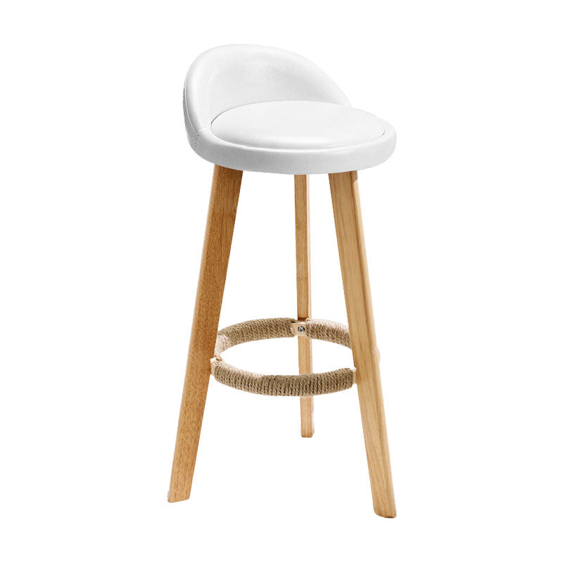 Scandinavian Restaurant Footrest Stool Matte Finish Upholstered Bar Stools
