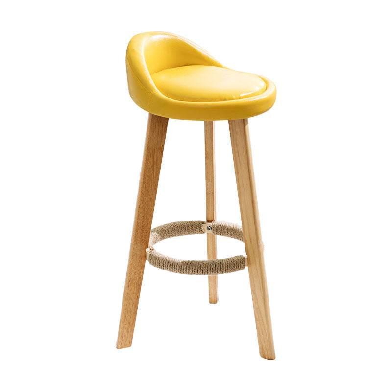 Scandinavian Restaurant Footrest Stool Matte Finish Upholstered Bar Stools