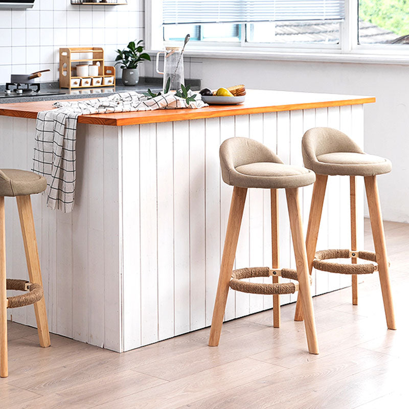 Scandinavian Restaurant Footrest Stool Matte Finish Upholstered Bar Stools