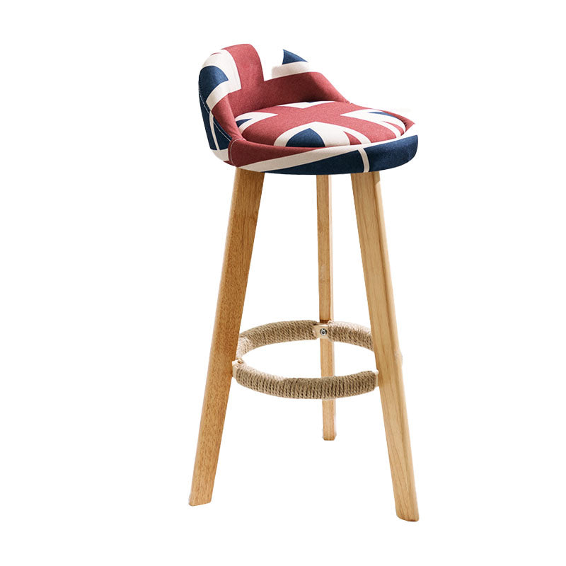 Scandinavian Restaurant Footrest Stool Matte Finish Upholstered Bar Stools