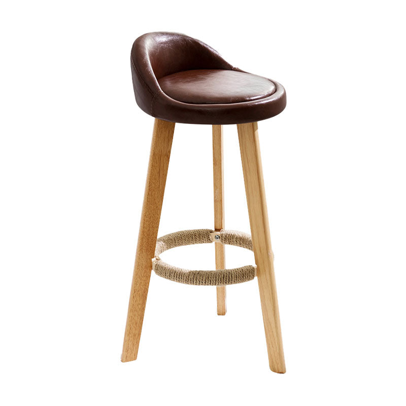 Scandinavian Restaurant Footrest Stool Matte Finish Upholstered Bar Stools