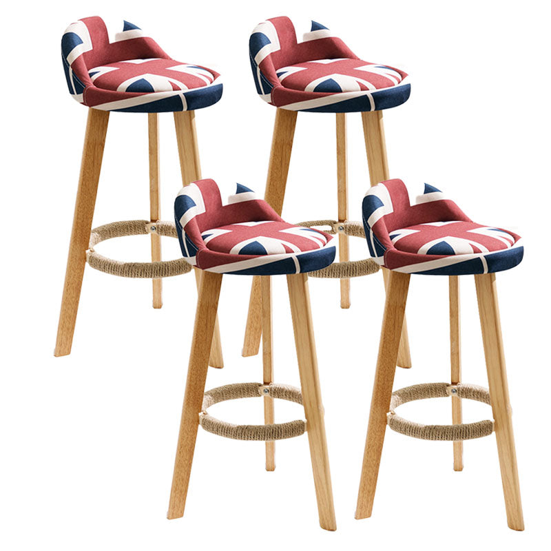 Scandinavian Restaurant Footrest Stool Matte Finish Upholstered Bar Stools
