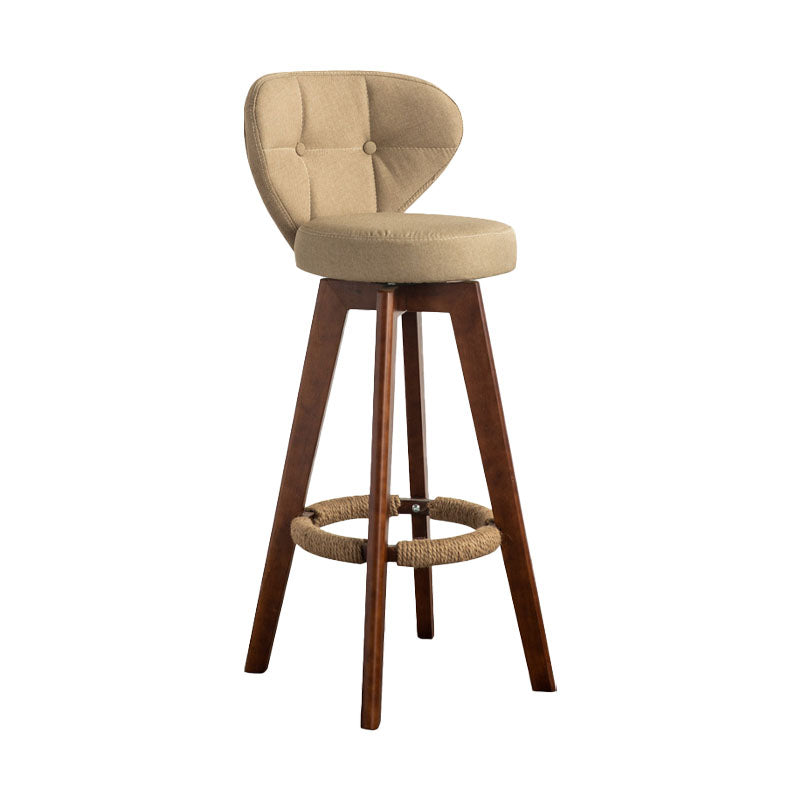 Modern Rubberwood Solid Wood Bar Stool Matte Finish Home Stool