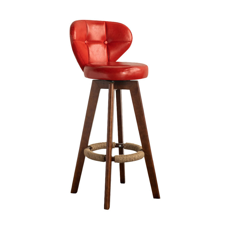 Modern Rubberwood Solid Wood Bar Stool Matte Finish Home Stool