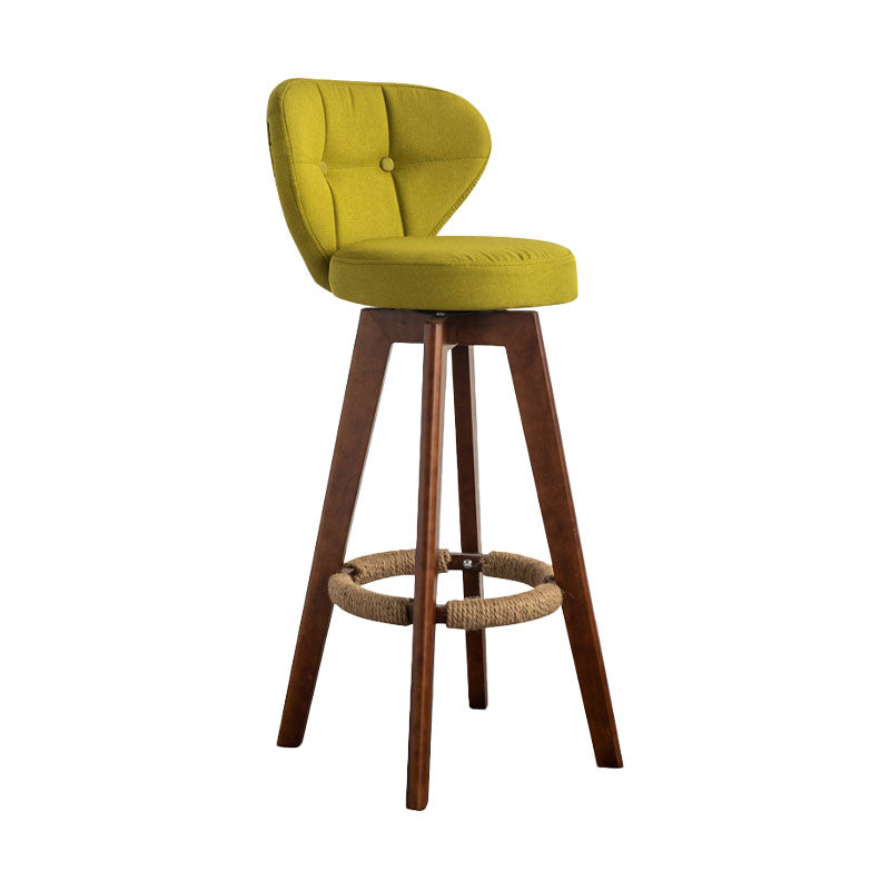 Modern Rubberwood Solid Wood Bar Stool Matte Finish Home Stool