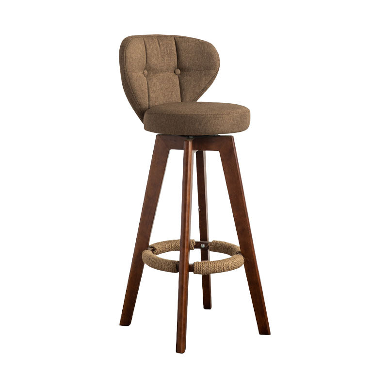 Modern Rubberwood Solid Wood Bar Stool Matte Finish Home Stool