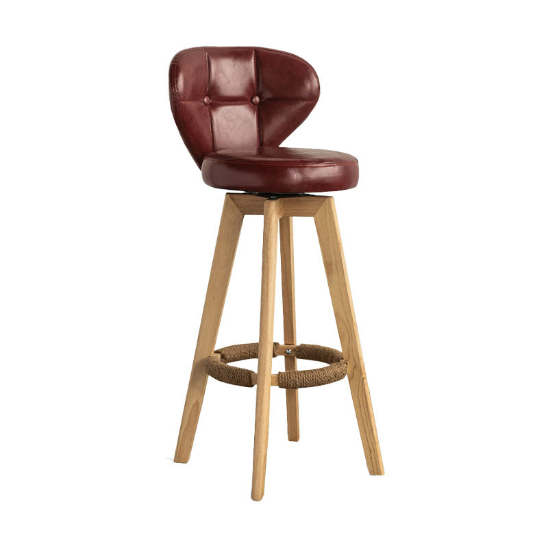 Modern Rubberwood Solid Wood Bar Stool Matte Finish Home Stool
