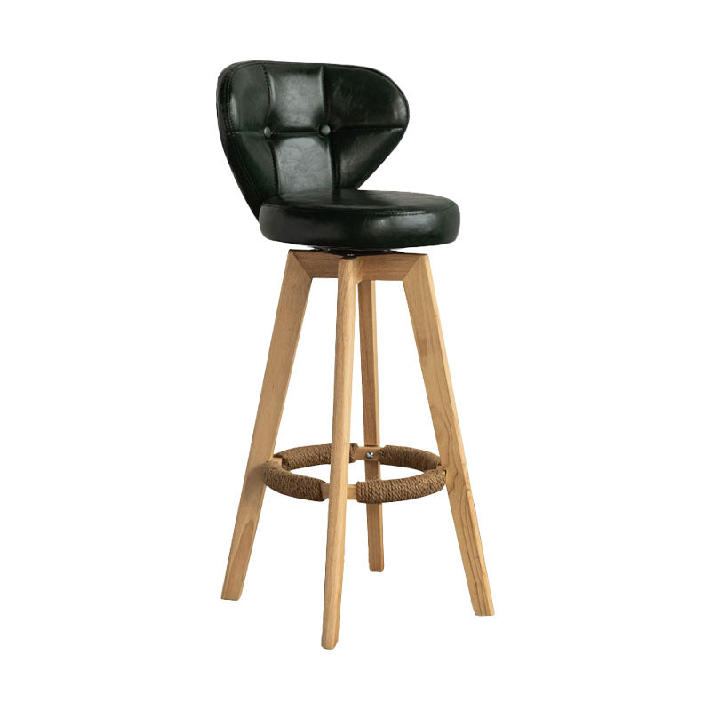 Modern Rubberwood Solid Wood Bar Stool Matte Finish Home Stool