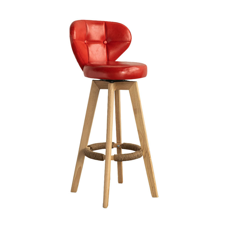 Modern Rubberwood Solid Wood Bar Stool Matte Finish Home Stool