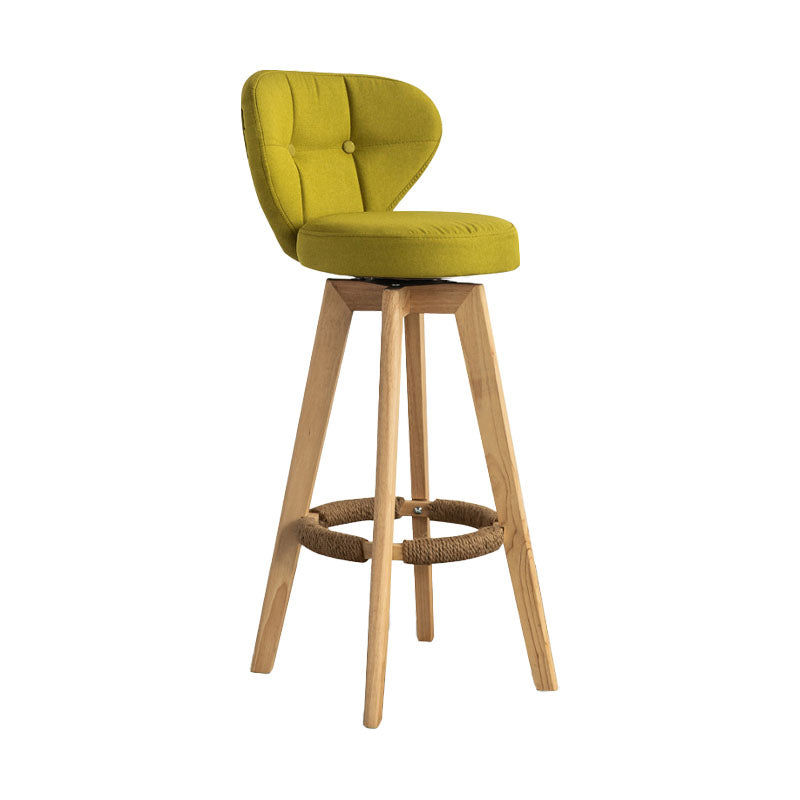 Modern Rubberwood Solid Wood Bar Stool Matte Finish Home Stool