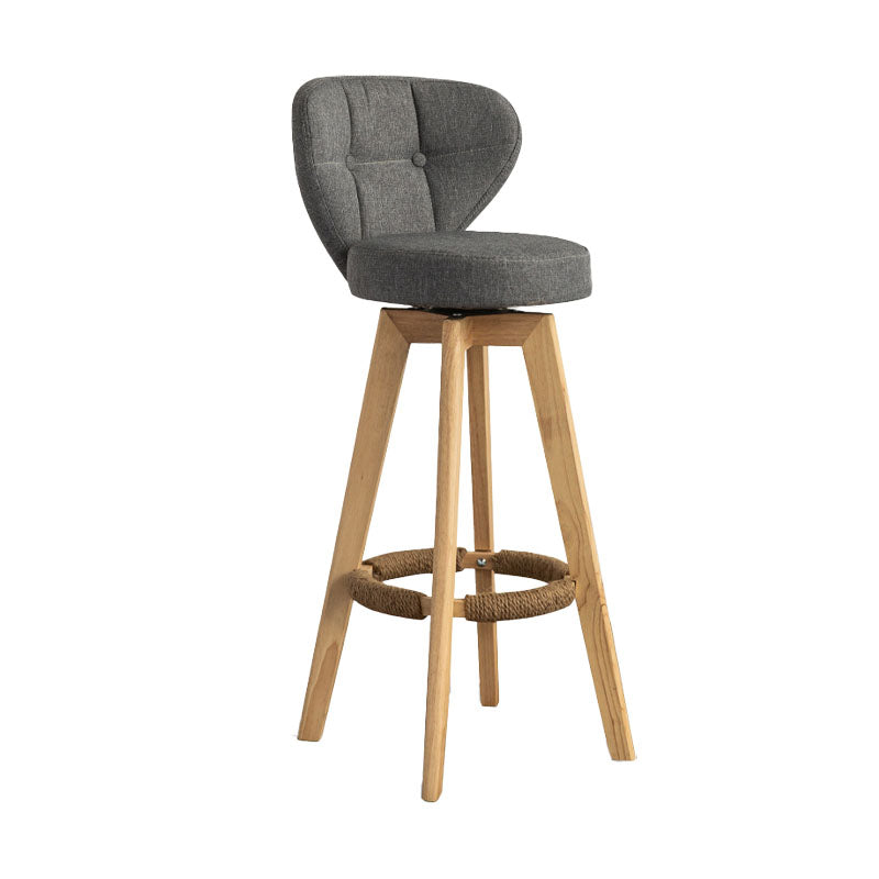 Modern Rubberwood Solid Wood Bar Stool Matte Finish Home Stool