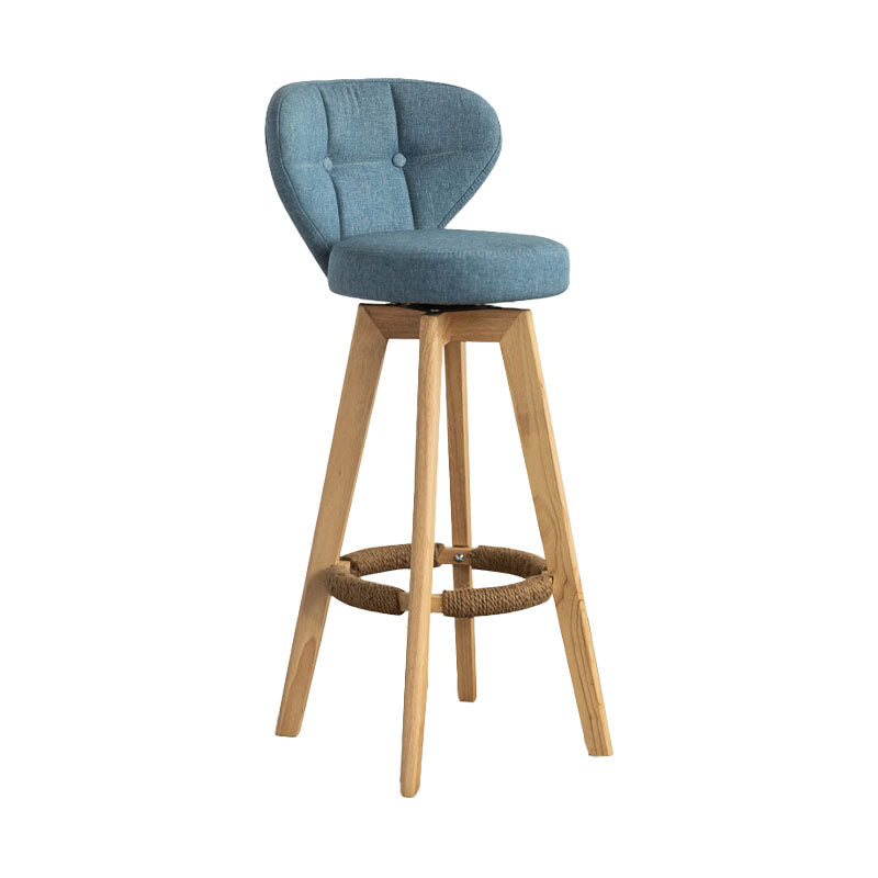 Modern Rubberwood Solid Wood Bar Stool Matte Finish Home Stool